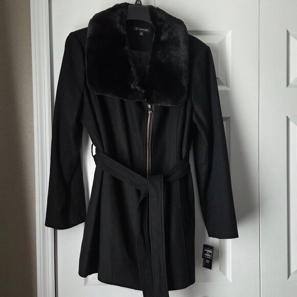 INC International Concepts Jackets & Blazers - NWT INC International Concepts Women's Black Faux Fur Coat With Belt